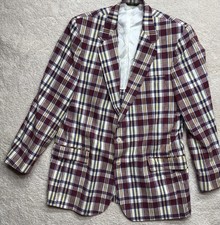 Vtg 70  s-80  s Haggar plaid Blazer preppy Country Club Sport Coat Men 46L