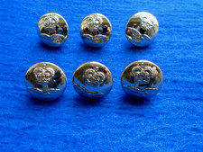 6 X ERII ROYAL AIR FORCE, RAF,  18MM ANODISED GOLD BUTTONS WITH BRASS BACKS