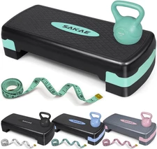 Step Aerobics Platform Set with Kettlebell & Measuring Tape, Aerobic Steppers fo