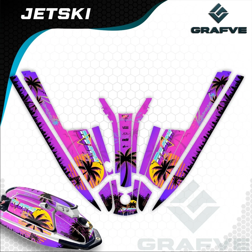 Kawasaki Jet ski 550 Sx 440 Js kit calcomanías gráficos pegatinas envoltura 550sx retro Foto 2 de 2