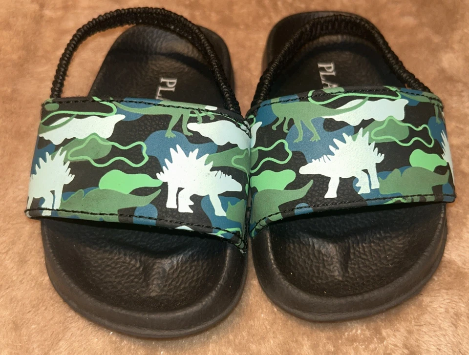 Sandalias Dinasour Place para niños 5 azules y verdes con correa trasera Foto 4 de 4