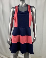 Women's Urban Rose Sleeveless Fit and Flare Dress Pink Blue Size 2X Stretch 