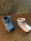 Vintage Lot 2 Pottery Ceramic Baby Shoe Planters Blue,Pink 1 Haeger 1 No marking — photo 2