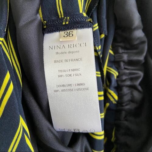 Nina Ricci Kleid Seide gestreift asymmetrisch Midi ärmellos Gr. 36 US 4-6 - Bild 10 von 12