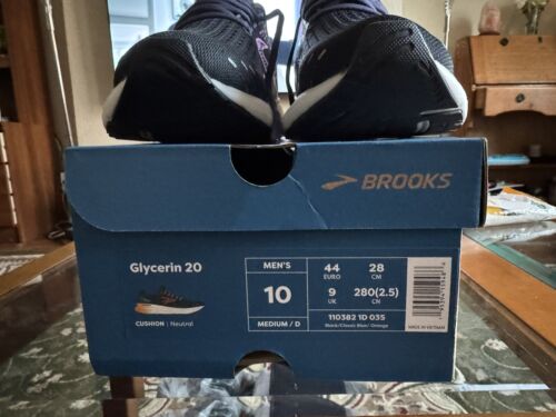 Brooks Glycerin 20 Mens Running Shoes Blue Cushioned Comfort Sports Run Trainers - Picture 2 of 6