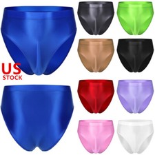 Men's Silk Glossy Thongs Stretchy Low Rise Underwear Swimsuit Bulge Panties