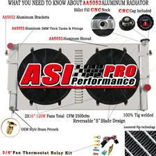 3 Row Radiator Shroud +2XFans For 94-02 Dodge Ram 2500 3500 5.9L L6 Turbo Diesel