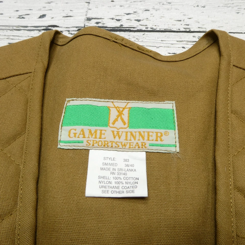 Game Winner Sportswear Hunting Vest Mens M 38/40 Brown Duck Canvas Padded - Image 2 of 4