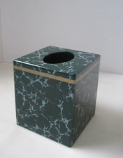 Faux Marble Green  White Upright Tissue Box Cover Plastic by Springs Green