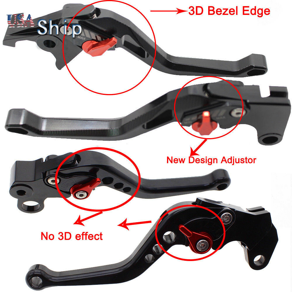 CNC 3D Rhombus Clutch Brake Levers Black For Suzuki GSXR600 GSXR750 2011-2021