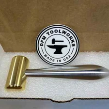 DFM Toolworks 12-Sided Brass Chisel Hammer – Made in USA – 16oz Head/8oz Handle