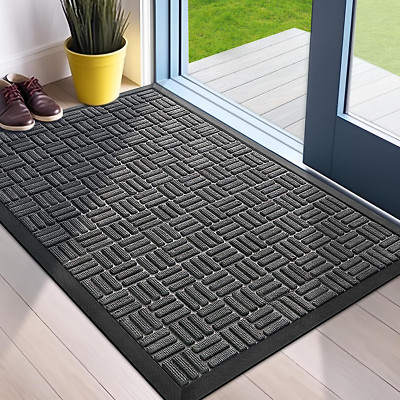Mibao Front Door Mat, Heavy Duty Durable Welcome Mat for Outdoor Indoor, Dirt Tr