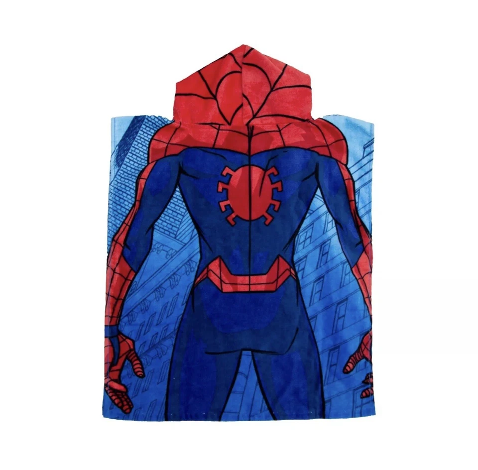 Disney Marvel Spiderman Poncho Swimming Hooded Towel Blue Robe Beach Pool Bath - Image 3 of 4