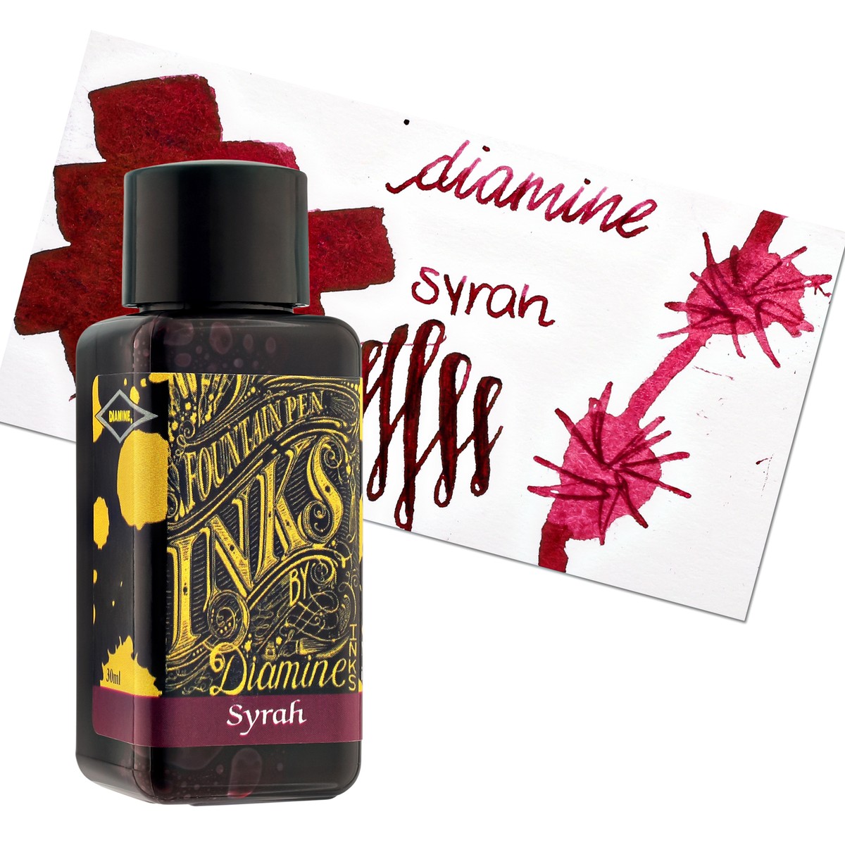 Diamine Syrah Burgundy- Red Bottled Ink For Fountain Pens New 30