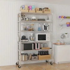 6-Tier disassembly and free assemblySteel Wire Shelving with Wheels