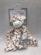 Modern Baby Snuggle Blankie Giraffe With Pacifier Holder Security Blanket Lovey