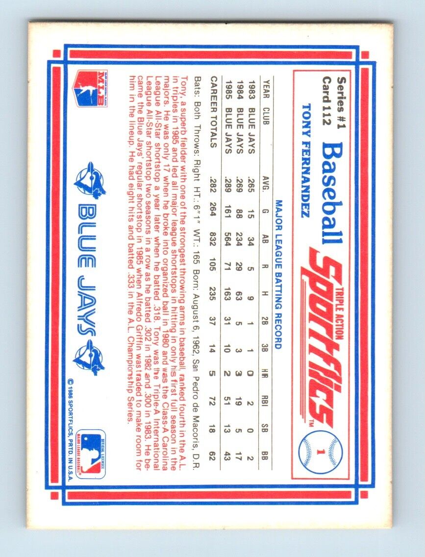 1986 Sportflics Tony Fernandez Toronto Blue Jays #112 | eBay 1986 Sportflics Tony Fernandez Toronto Blue Jays #112 | eBay