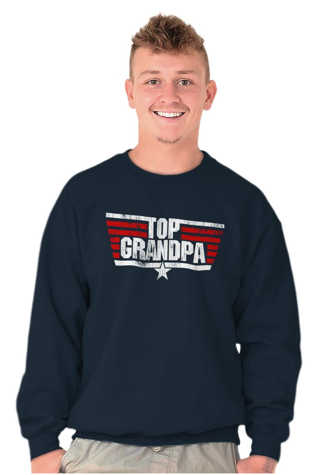 Top Grandpa Worlds Best Grandfather Papa Mens Crewneck Sweatshirt Pullover  | eBay