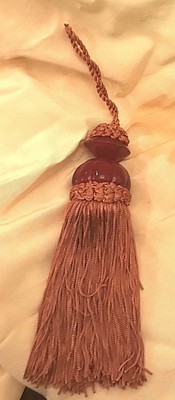4 1//2/" Dark Amber /& Gold Key Tassels ~ Tiebacks Sewing Trim Tiebacks SET OF 2 +
