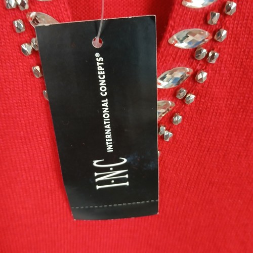 INC International Concepts Womens Embellished Keyhole Sweater Size Large Red NWT - Picture 4 of 14