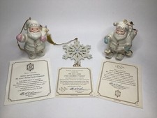 3 Lenox Classic Christmas 24k Gold and Sapphire Accent Ornaments