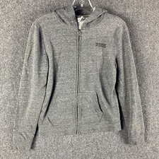 Victoria's Secret PINK Hoodie Women's Small Gray Full Zip Cotton Blend