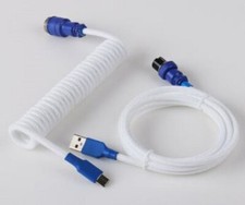 Mechanical Keyboard Aviator Cable Coiled Type-C USB White/Blue