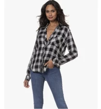 Rails | Hunter Blue and White Flannel Shirt Size M