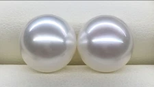 Pair of charming 10mm natural south sea genuine white round loose pearl 304AAA