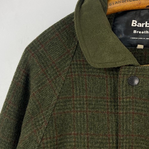 Barbour Loden Tweed Coat Mens Large Green Check Shooting Hunting Field Jacket - Picture 9 of 23