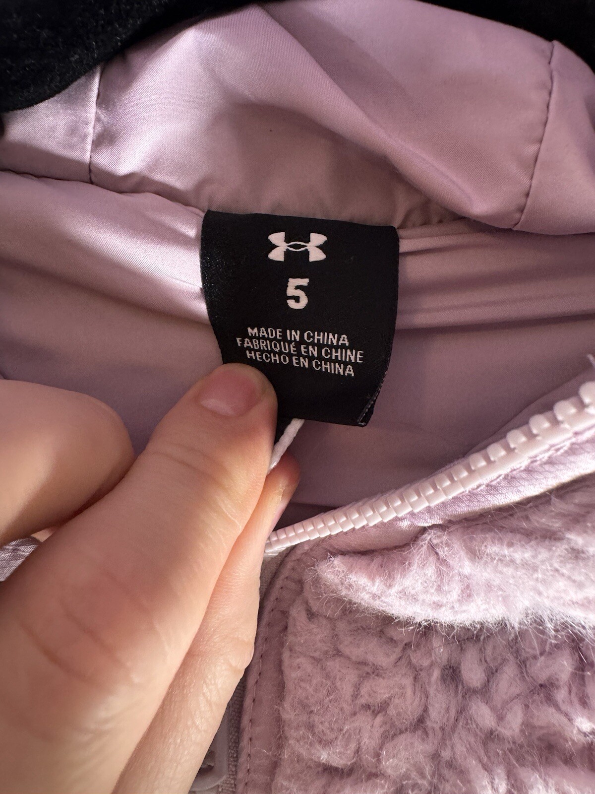 Under Armour Toddler Girls Fleece Sherpa Hooded Jacket Pink Size 5 Full Zip thumbnail 3