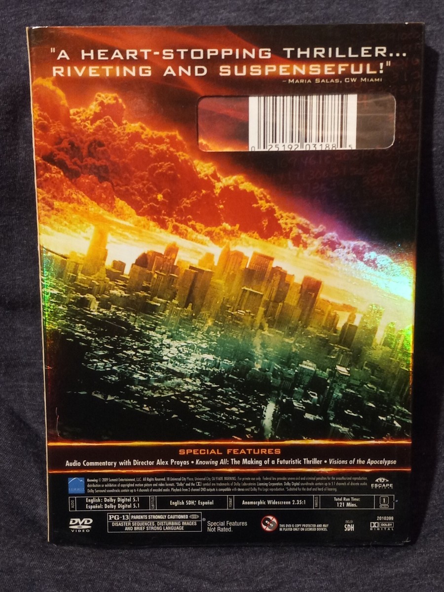 Knowing DVD 2009 Nicolas Cage Brand New/Factory Sealed/Slip Cover