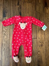 NWT CHRISTMAS Winter Carter's Child of Mine Toddler Fleece Pajamas w/Feet 3-6 M