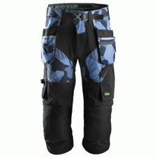 Snickers 6905 Navy Camouflage FlexiWork, Work Pirate Trousers+ Holster Pockets