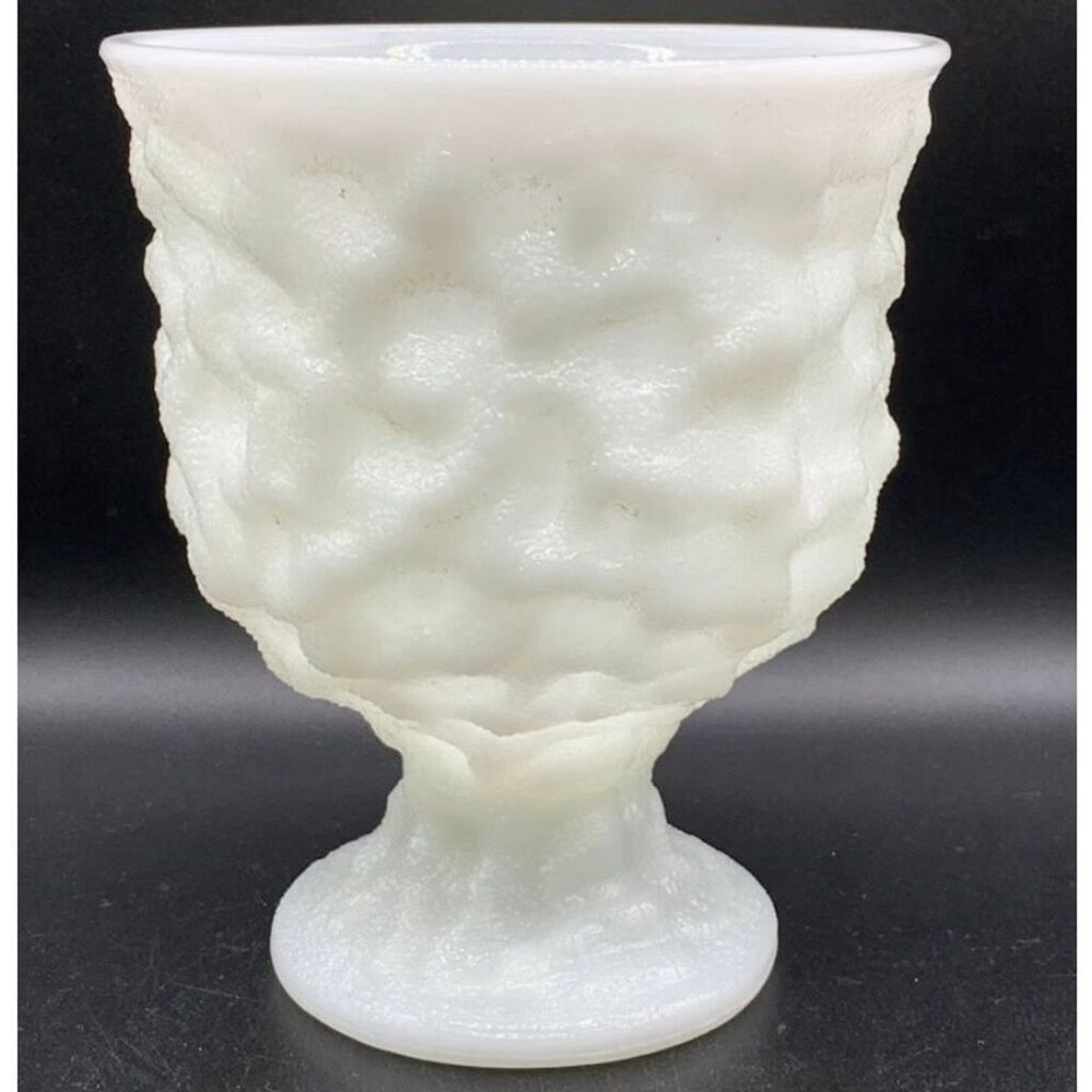 E.O. Brody Co.milk glass vase planter pedestal bumpy Vintage 50Vintage White