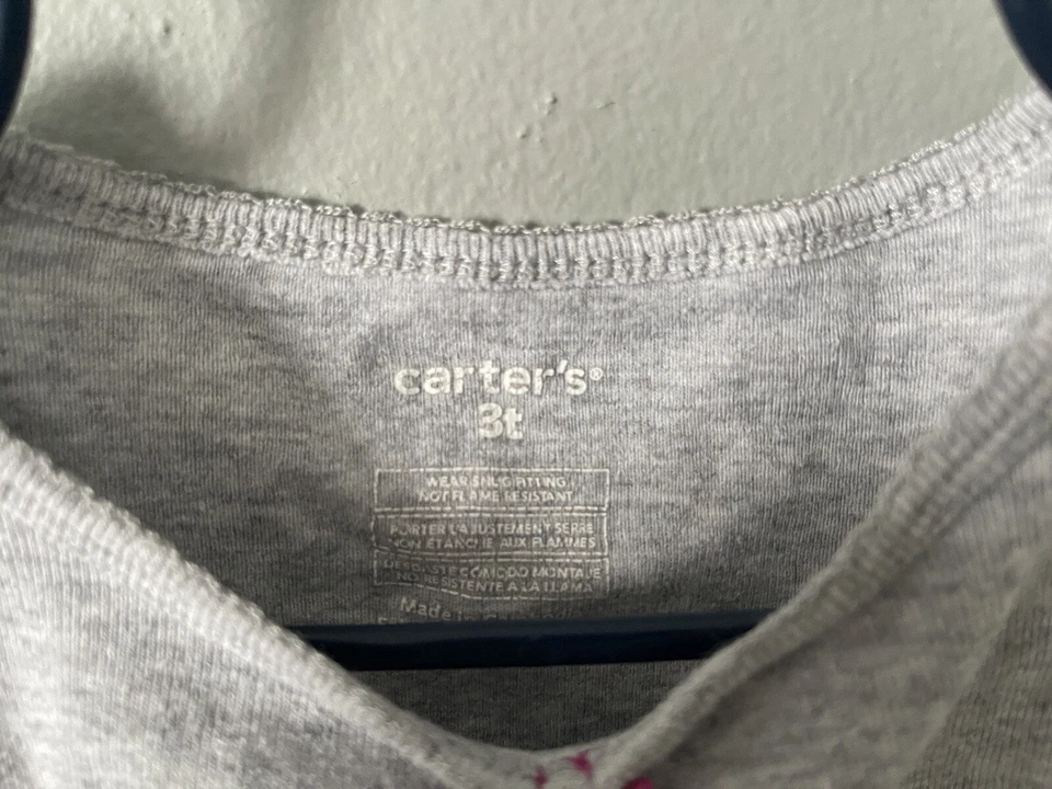 Carter's Niñas Pequeñas Lindo Rosa Dinosaurios Algodón Manga Larga PJ Top Gris 3T Foto 2 de 4