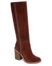 NEW UGG Maeva Knee High Pull-On Whipstitching Leather Boot US 9.5 Mahogany Suede