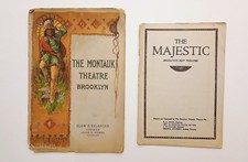 PROGRAMMES DE THÉÂTRE VINTAGE BROOKLYN NY MONTAUK, MAJESTIC, 1916, 1918, LOT de 2