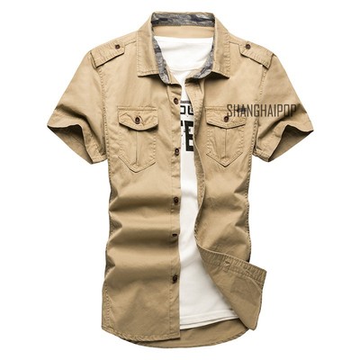 Men's Casual Long Sleeve Cargo T-shirts Military Dress Shirt Army