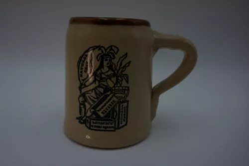 Monmouth Pottery Michigan  Stoneware Beer Mug / Stein 5" tall "Tobacco design"