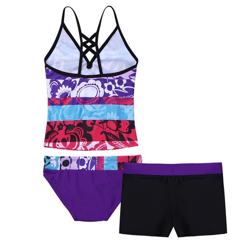 Kids Girls Tankini Swimsuit Tank Tops Bottoms Shorts Set Swimwear Bathing Suit - Picture 8 of 146