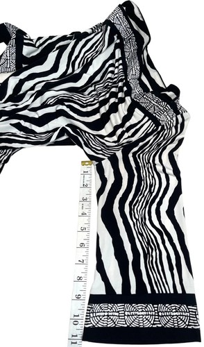 Ali Ro Black & White Zebra Print Tunic Dress With 3/4 Sleeves Size L 88m - Picture 6 of 9