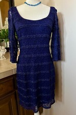 GUESS Women's Dress Dark Royal Blue Lined Zip Back Knee Length Pretty M or L