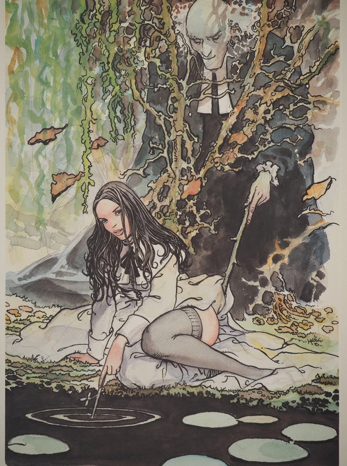 Milo MANARA : Jeune femme et esprit voyeur, Lithographie signée - Photo 2/4