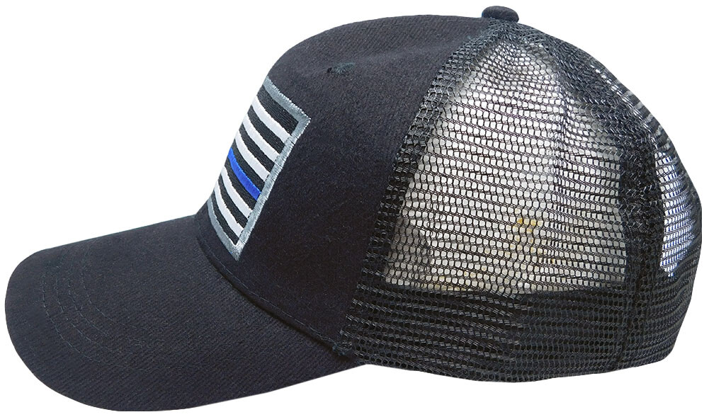 Black USA Thin Blue Line Police American Flag Hat Snapback Trucker Cap X1