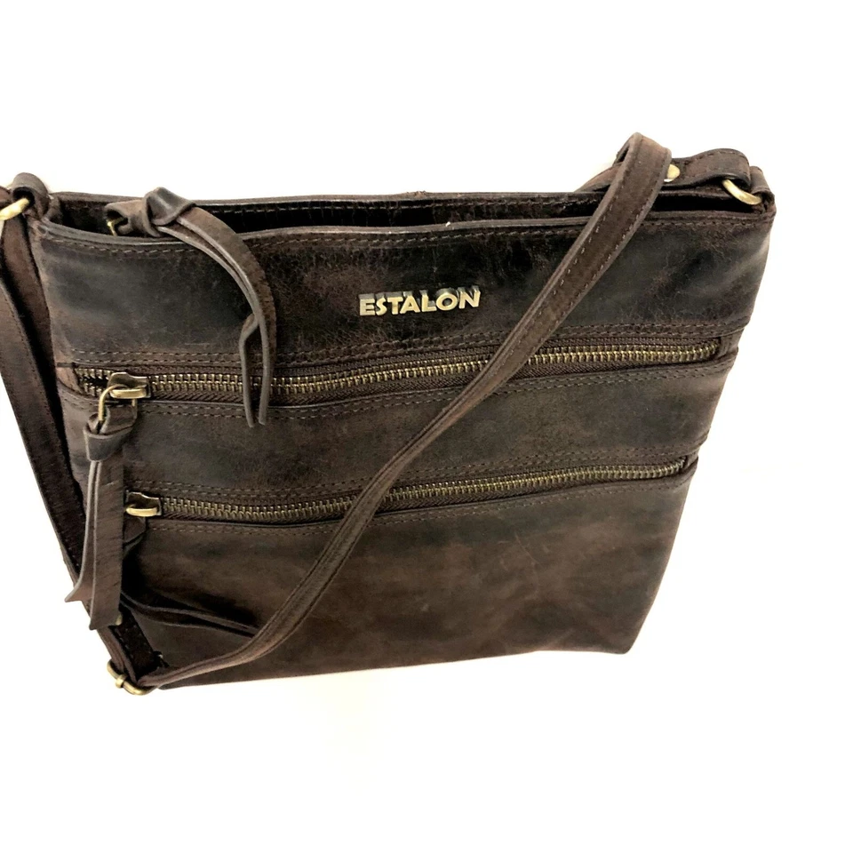 Bolso Bandolera LARGO de Cuero ACEITE ENCERADO Marrón Estalon BoHo DELGADO Foto 3 de 4