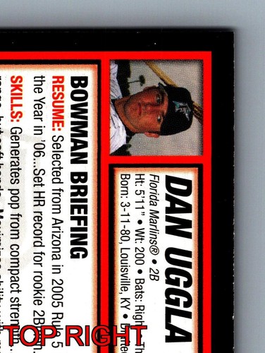 Dan Uggla Florida Marlins Bowman 2006 Card 10 Sports Collectible - Picture 9 of 12