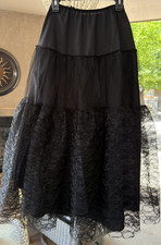 Tiered Petticoat Lace Skirt Black Ruffled Size 8 Slip Volume Dance Tule