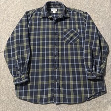Carhartt Flannel Shirt Mens XL Plaid Long Sleeves Button Up Pockets Blue Green
