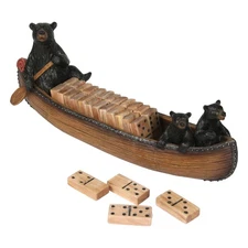 Rivers Edge Products Rustic Dominoes or Domino Games Set Bear in a Canoe